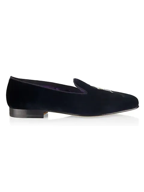 $800 RALPH LAUREN PURPLE LABEL - POLO "ALONZO" BEAR Navy Blue Loafers - 10