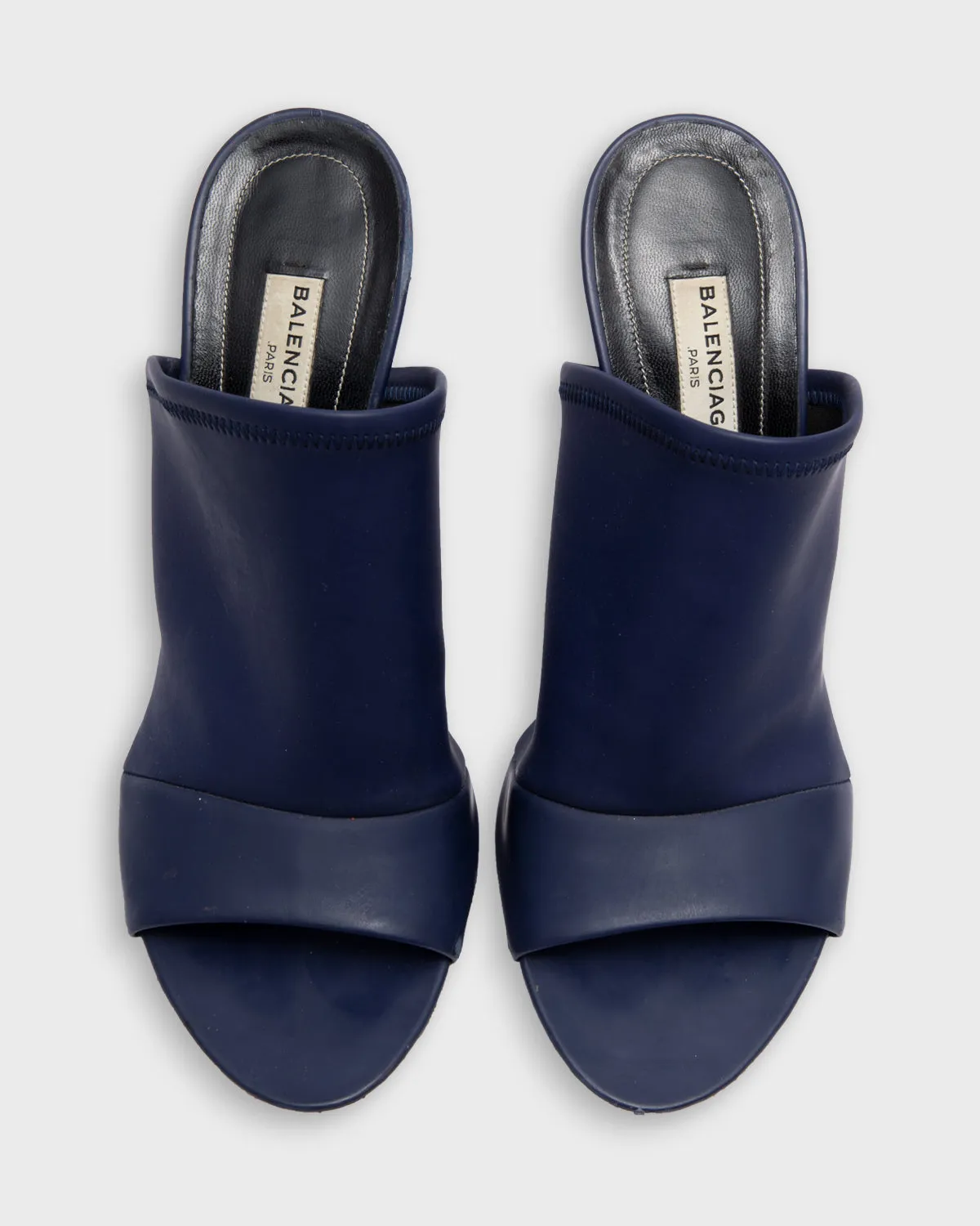 Balenciaga Navy Neoprene Glove Open Toe Mules