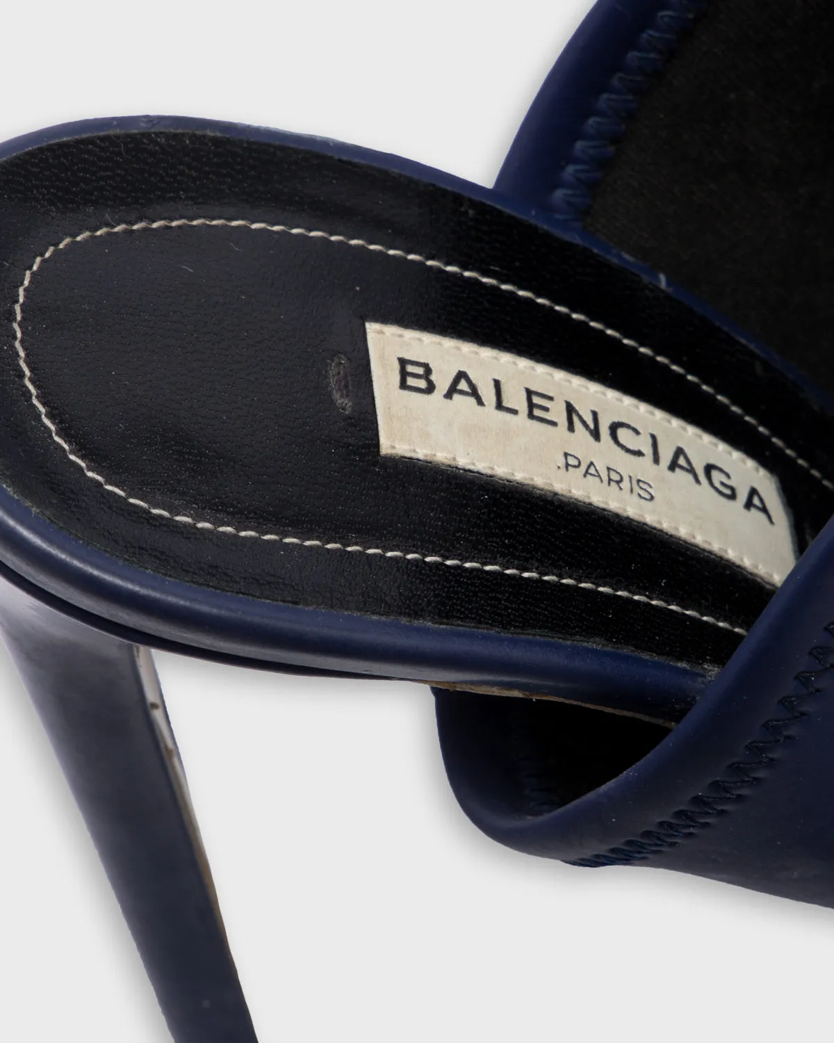 Balenciaga Navy Neoprene Glove Open Toe Mules