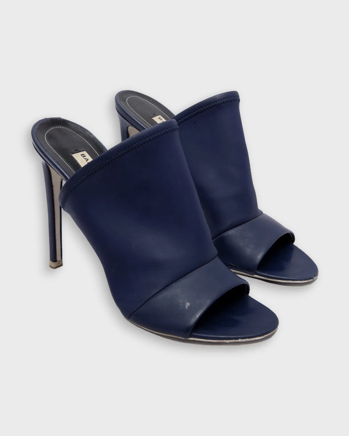 Balenciaga Navy Neoprene Glove Open Toe Mules