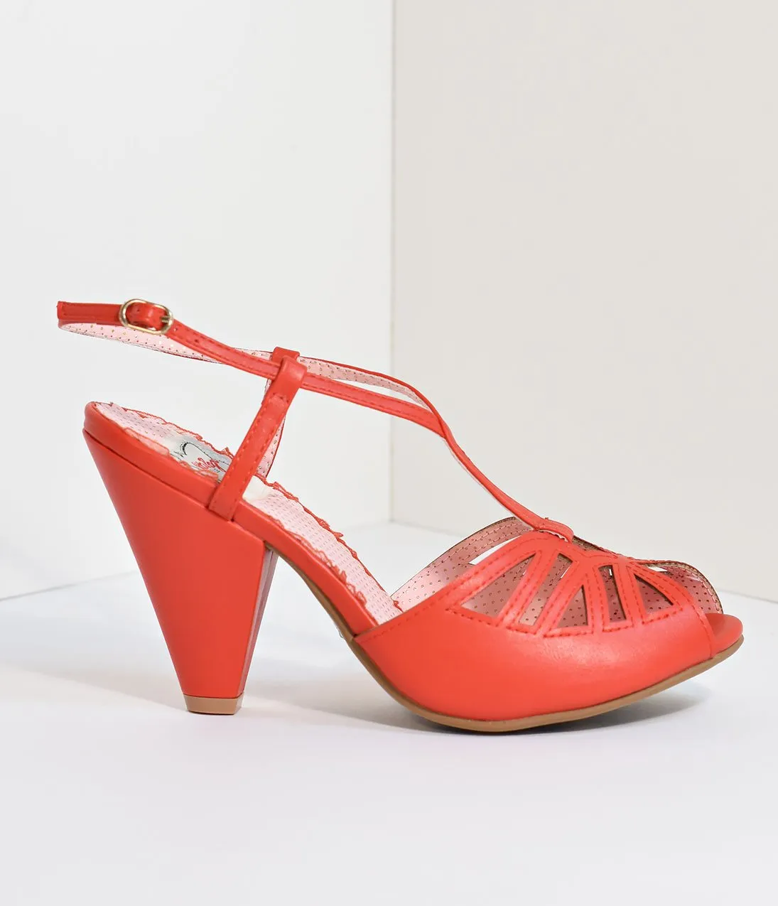 Bettie Page Red Slingback Cut-Out Aria Heels