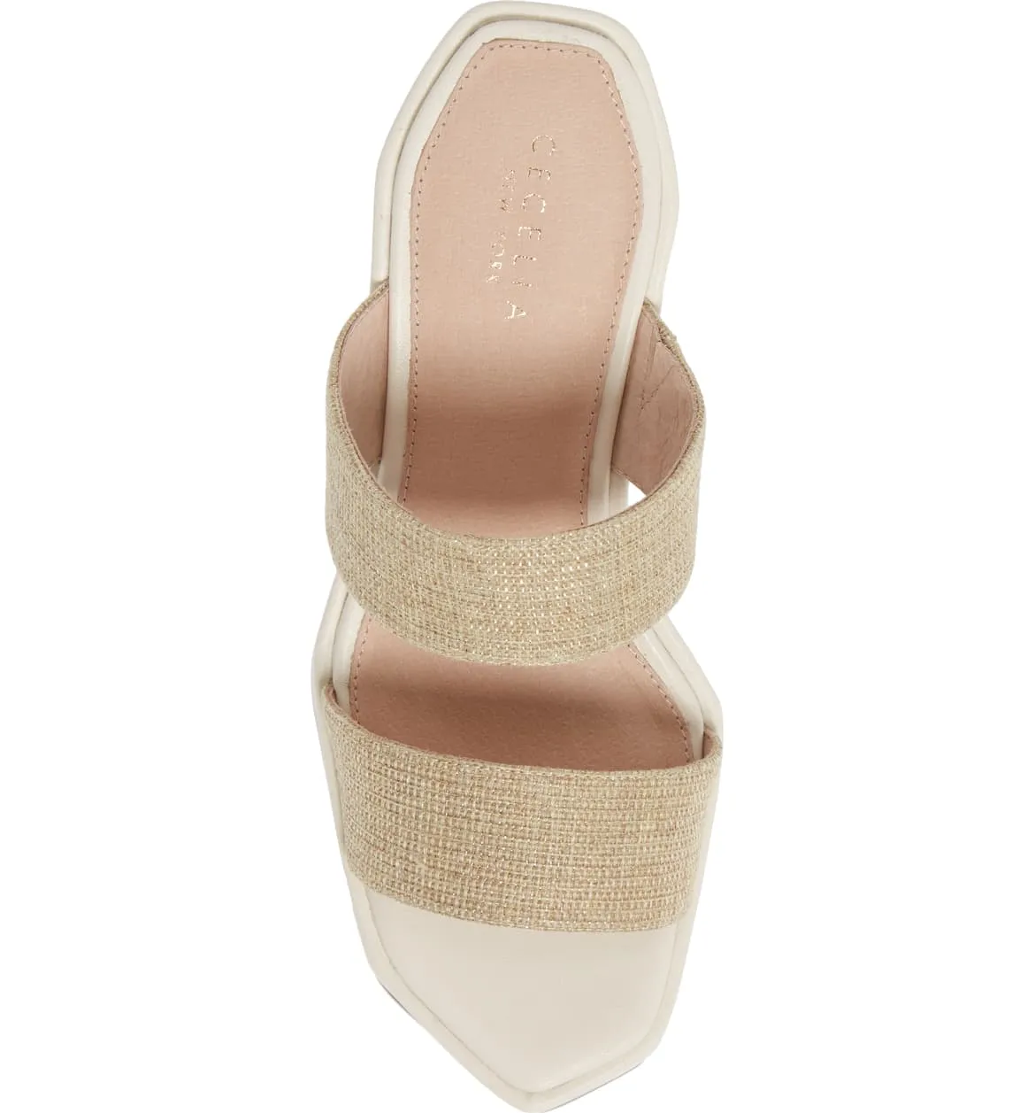 Cecelia New York Baily Alabaster White Gold Platform Slides Sandals Band Mules