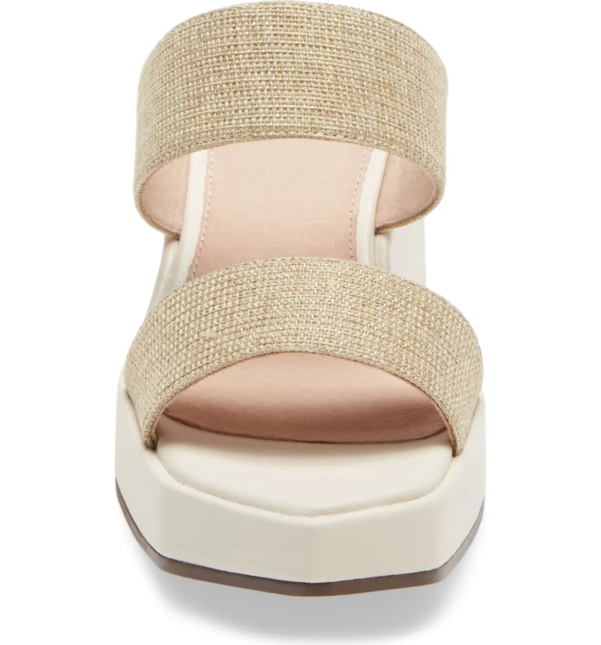 Cecelia New York Baily Alabaster White Gold Platform Slides Sandals Band Mules