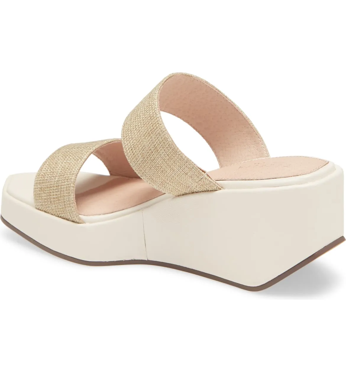 Cecelia New York Baily Alabaster White Gold Platform Slides Sandals Band Mules
