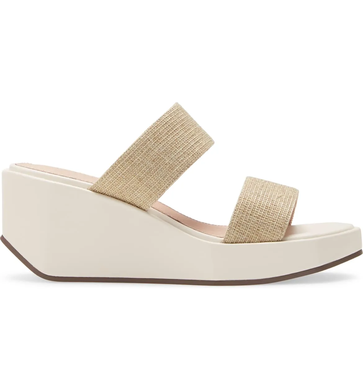 Cecelia New York Baily Alabaster White Gold Platform Slides Sandals Band Mules