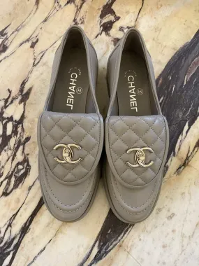 Chanel Grey CC Lambskin Leather Loafers MO-LOAF-04 - AGC1057