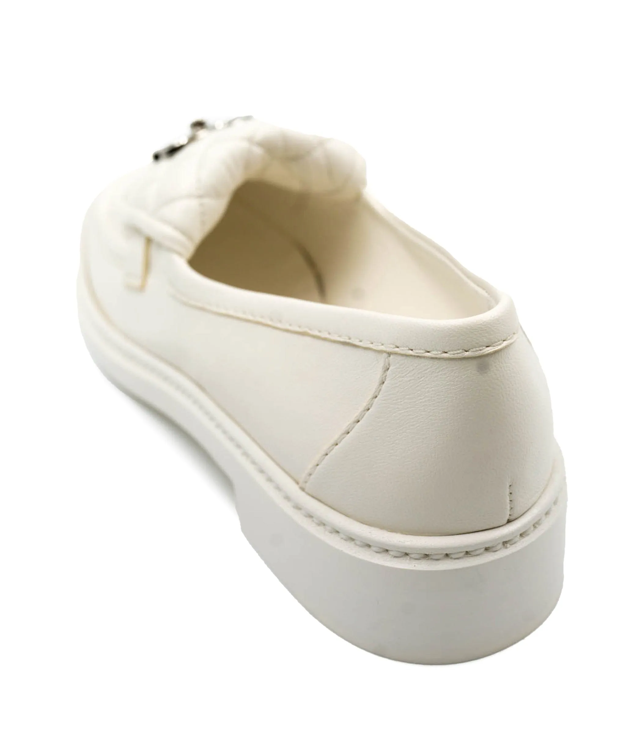 Chanel Silver Turnlock Loafers size 37.5 - AWL3699