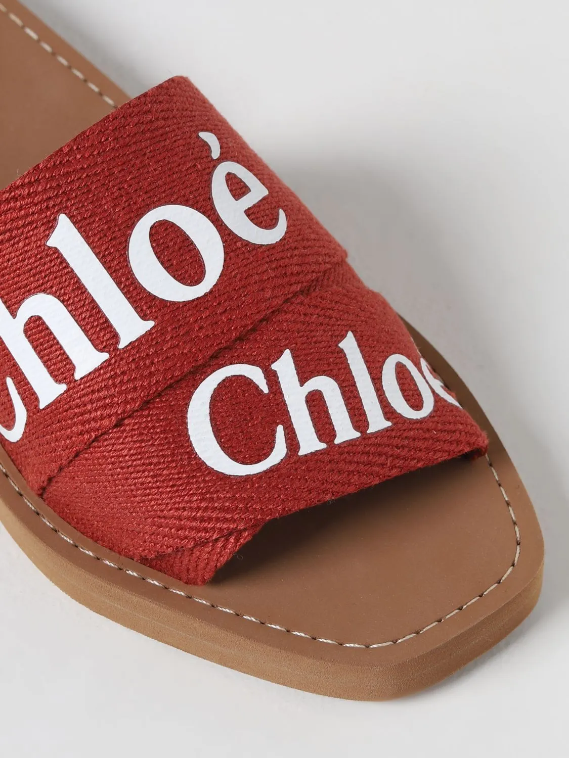 CHLOÉ LOGO PRINTED SLIP ON SLIDE SANDALS