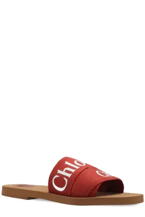 CHLOÉ LOGO PRINTED SLIP ON SLIDE SANDALS