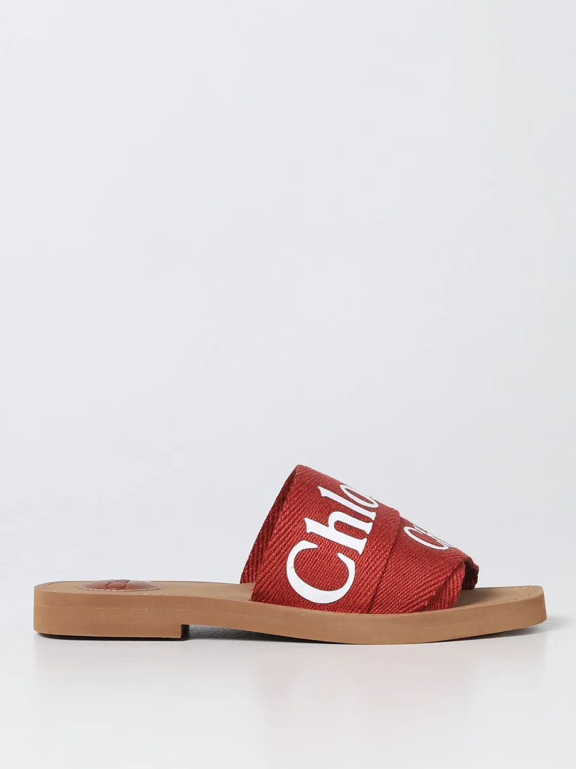 CHLOÉ LOGO PRINTED SLIP ON SLIDE SANDALS