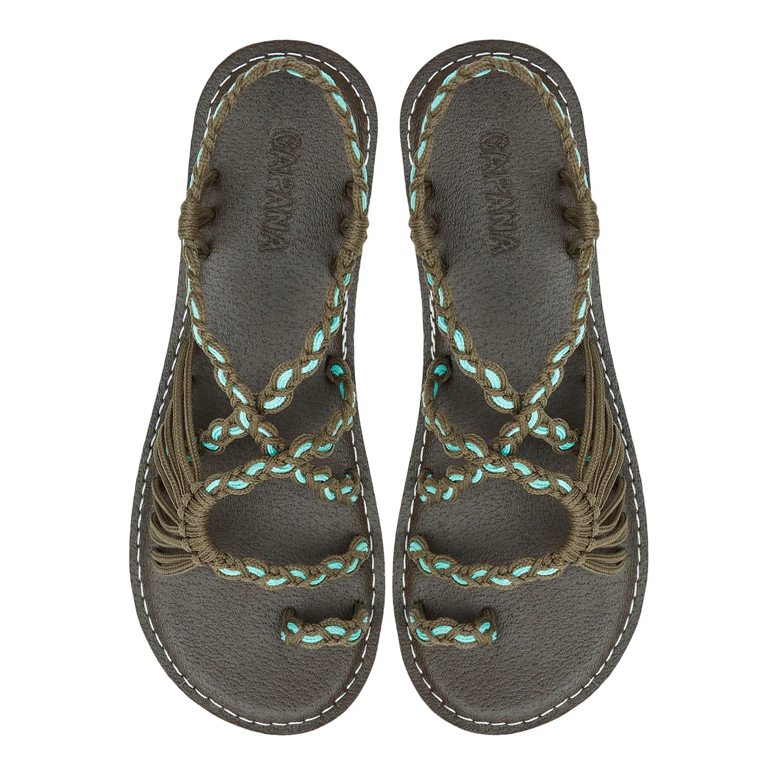 Commune - Turquoise Gray Wavy Rope Sandals