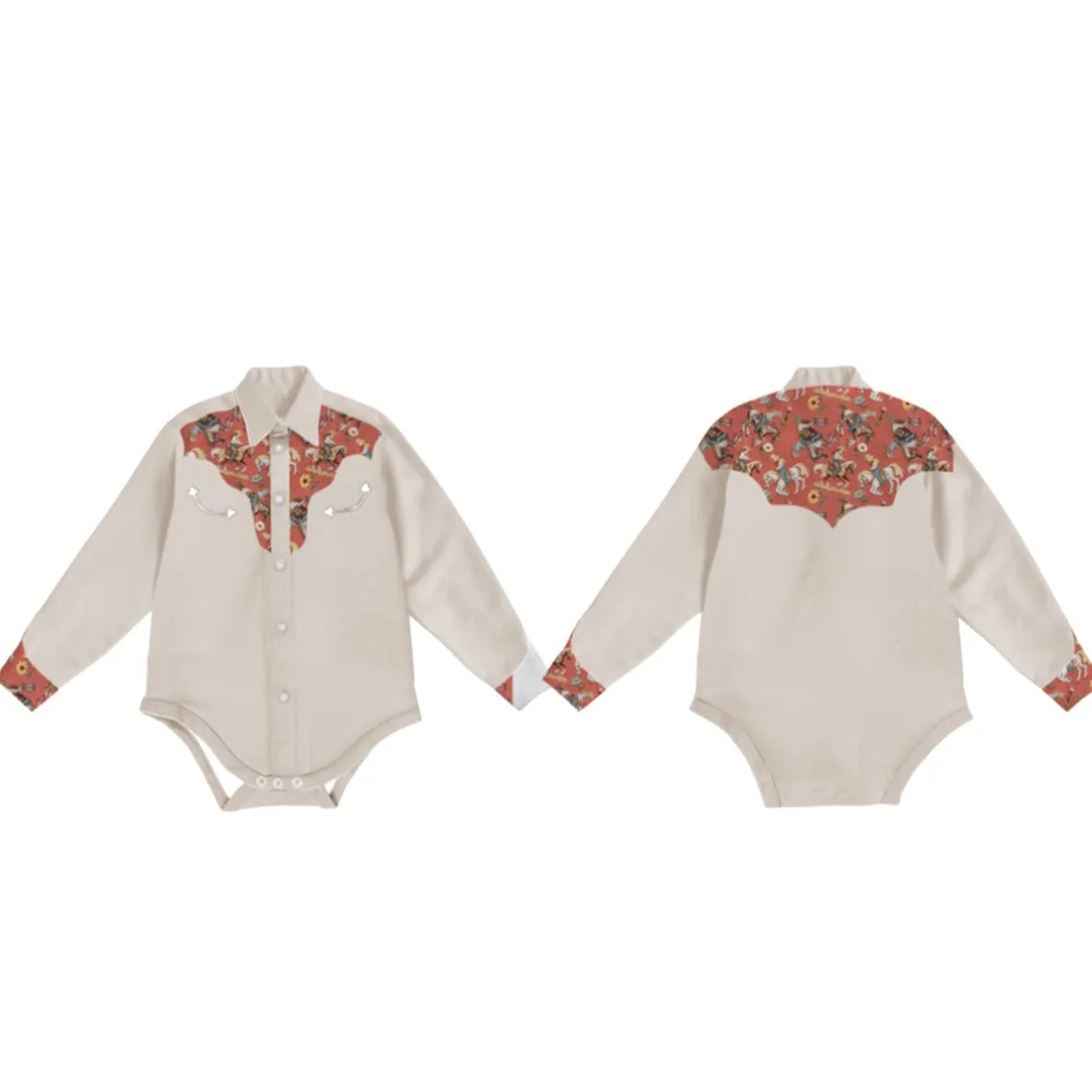 Cream Vintage Pearl Snap Onesie Baby (0-18M)