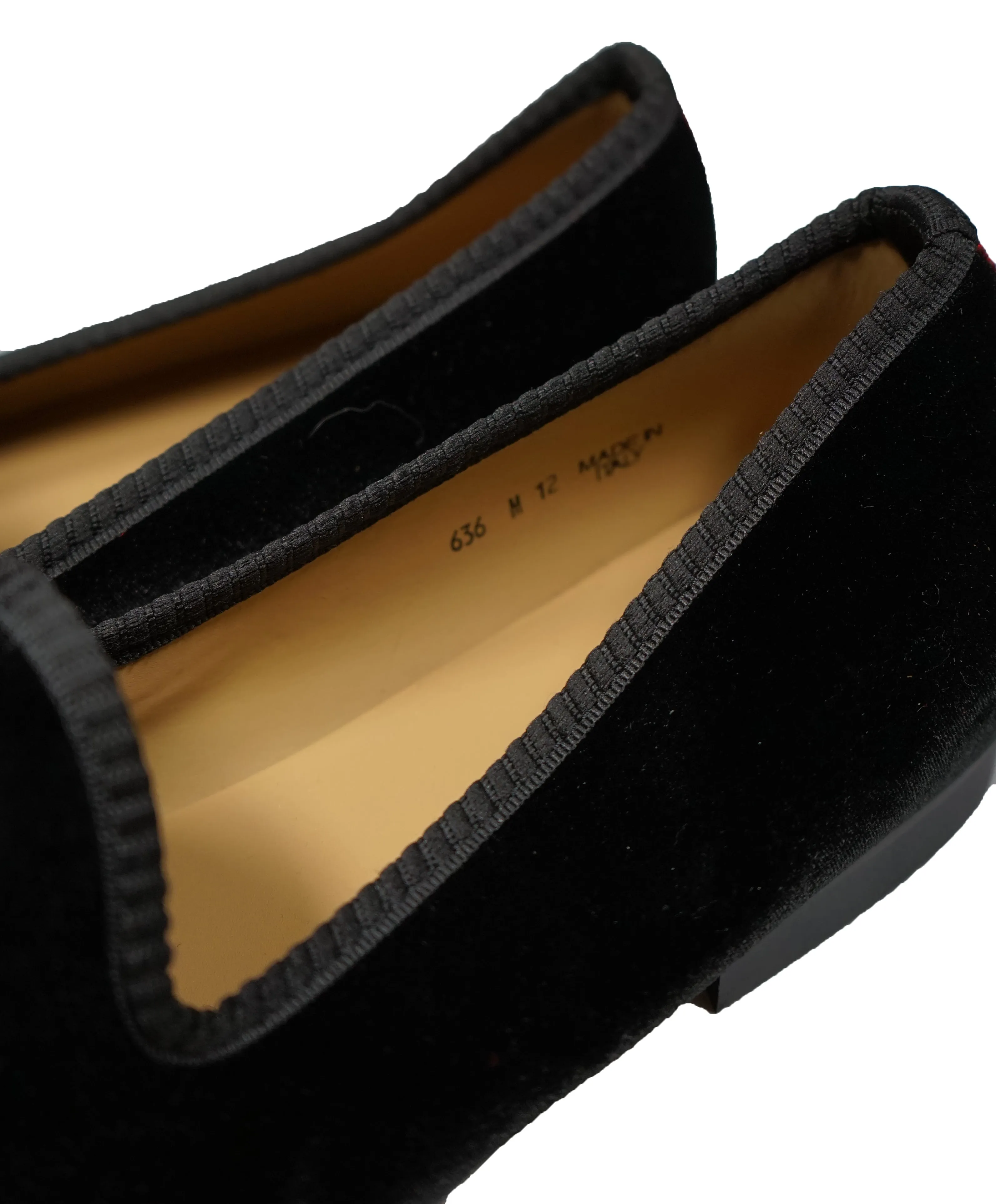 DEL TORO - Black Skull n’ Cross Bones Velvet Smoking Slippers Loafers - 12