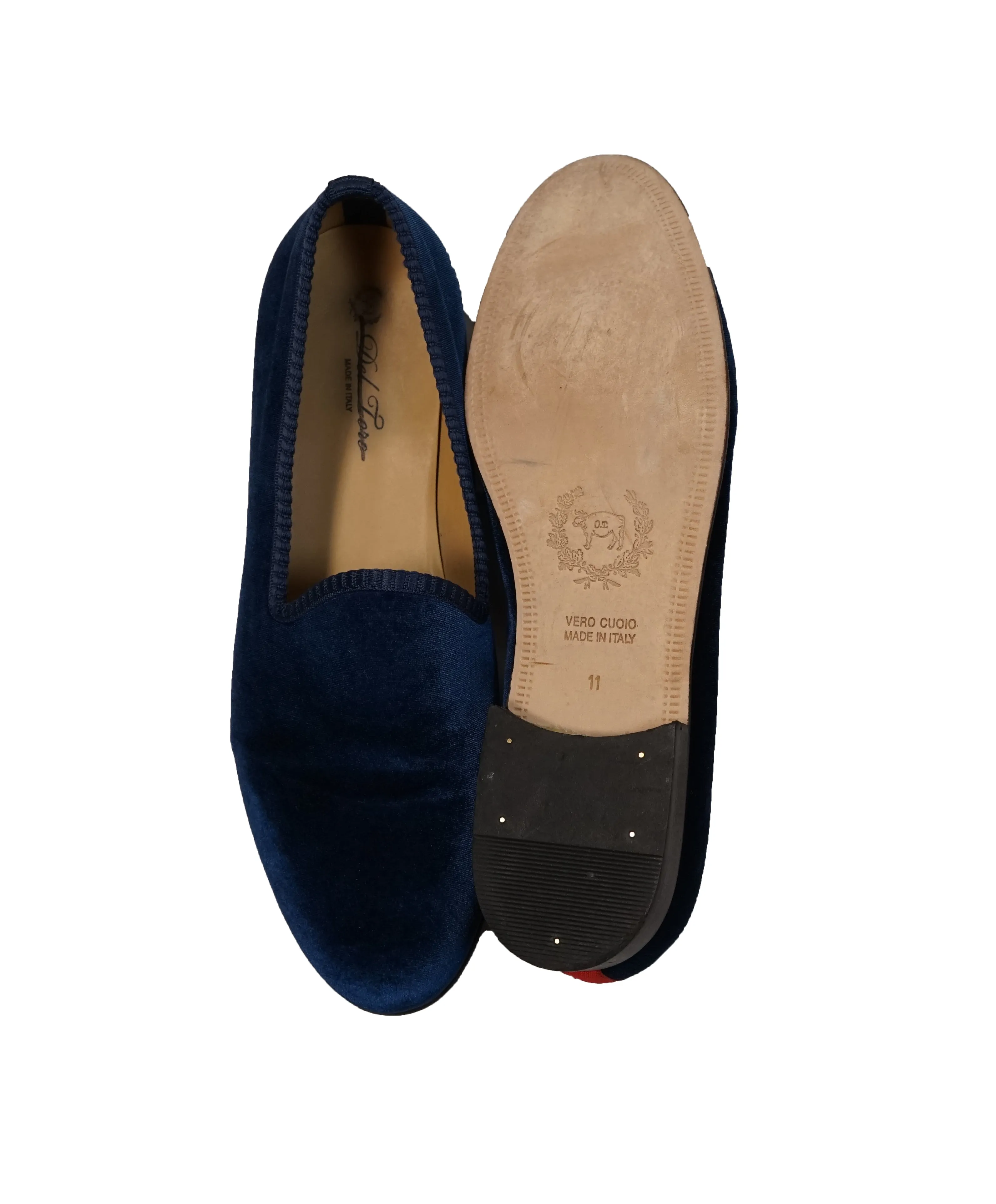DEL TORO - Blue Velvet Smoking Slippers Loafers - 11