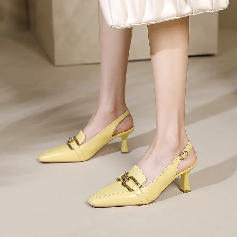Devorah Slingback Kitten Heels with Chain