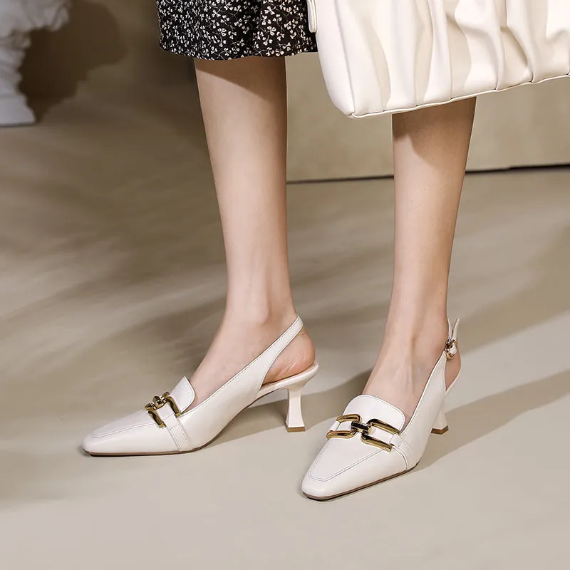 Devorah Slingback Kitten Heels with Chain