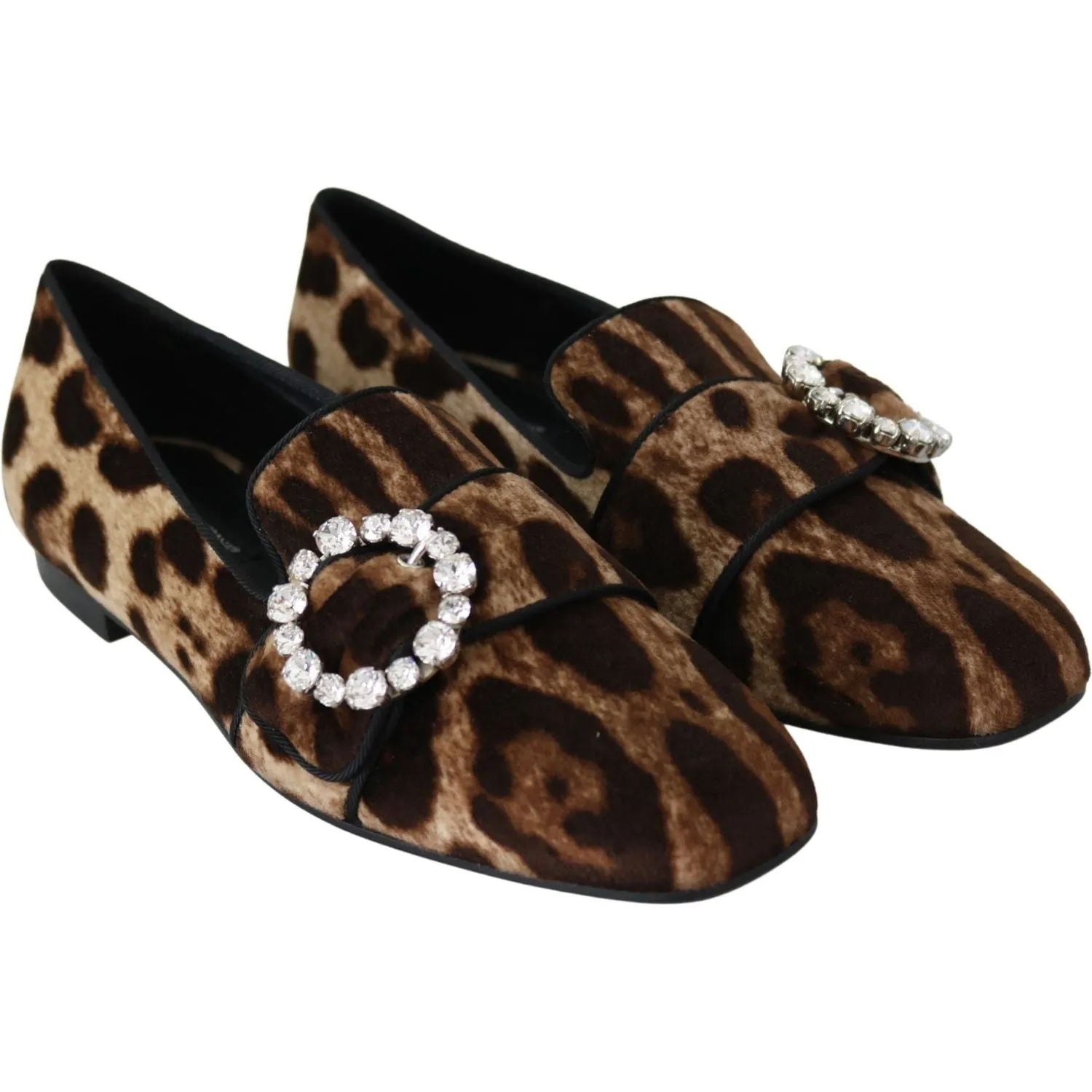 Dolce & Gabbana Leopard Print Crystal Embellished Loafers