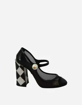 Embellished Harlequin Mary Janes Sandals