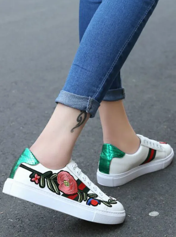 Embroidery Shoes Woman Loafers Autumn Fisherman