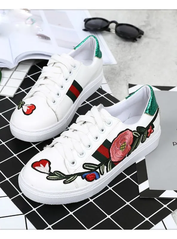 Embroidery Shoes Woman Loafers Autumn Fisherman