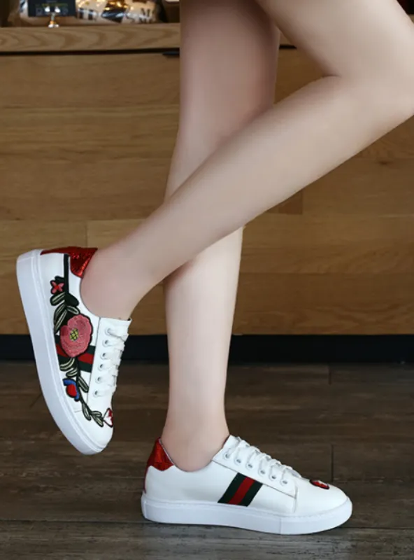 Embroidery Shoes Woman Loafers Autumn Fisherman