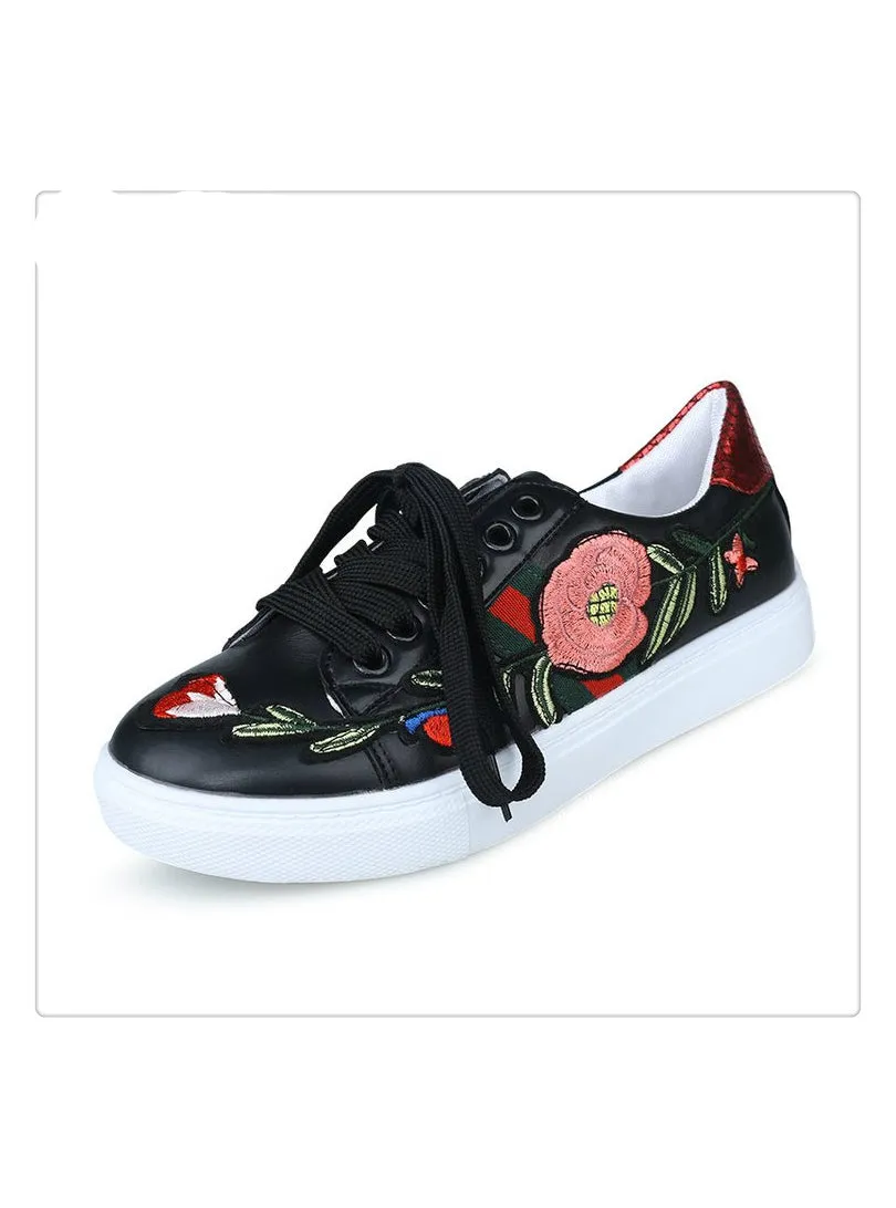 Embroidery Shoes Woman Loafers Autumn Fisherman