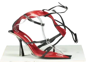 God Save Queens Black and Red Strappy Wild Striped Heeled Sandals EU 39 UK 6
