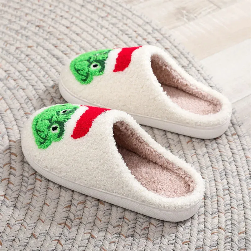 Grinch Inspired Festive Plush Slippers