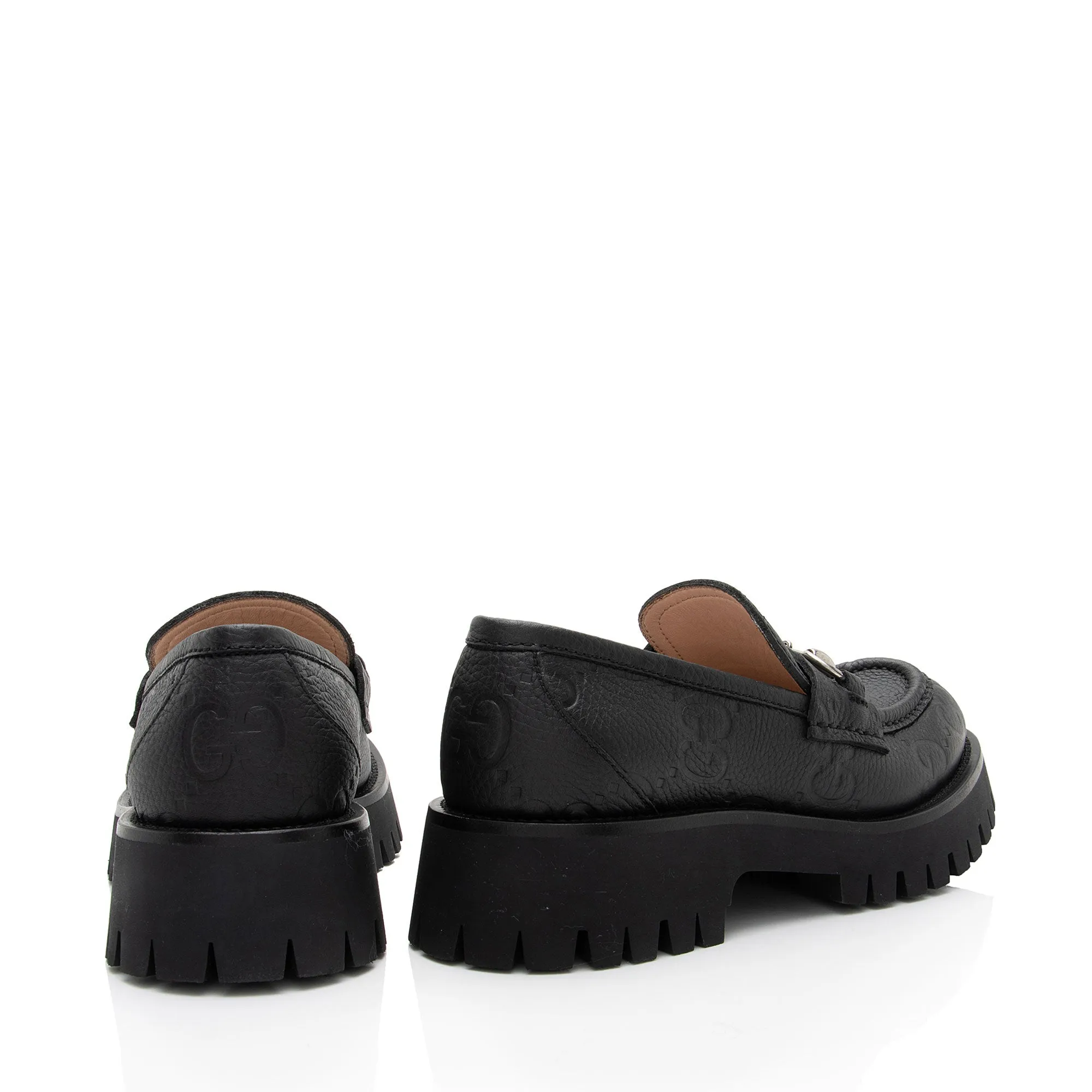 Gucci Jumbo GG Leather Horsebit Lug Sole Loafers