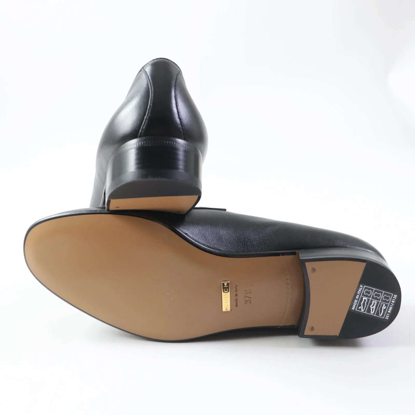 GUCCI loafers 740434 leather black 37.5