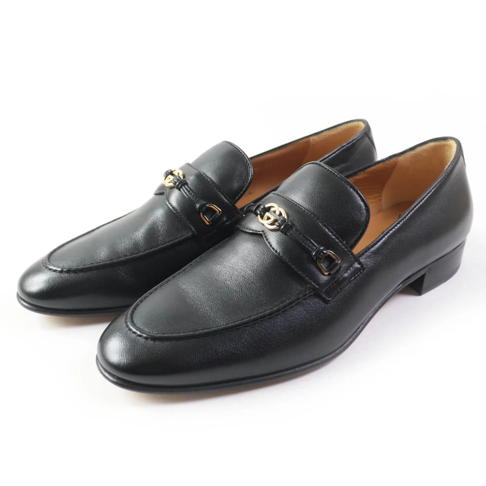 GUCCI loafers 740434 leather black 37.5