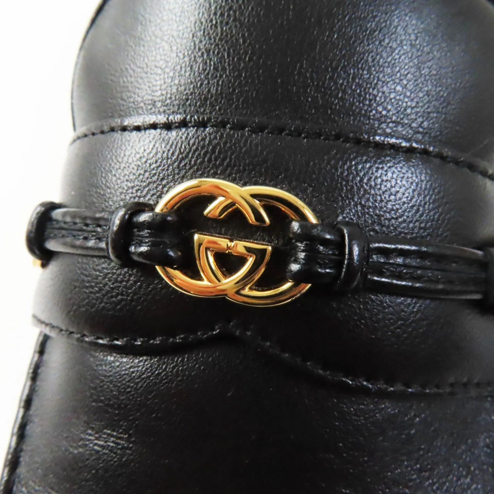GUCCI loafers 740434 leather black 37.5