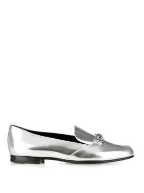 GUCCI METALLIC SILVER HORSEBIT LOAFERS