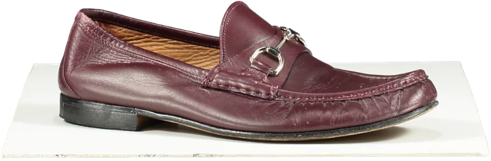 Gucci Red Moccasins Horsebit Leather Loafers Burgundy UK 9 EU 43 👞
