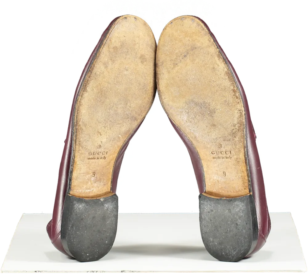 Gucci Red Moccasins Horsebit Leather Loafers Burgundy UK 9 EU 43 👞