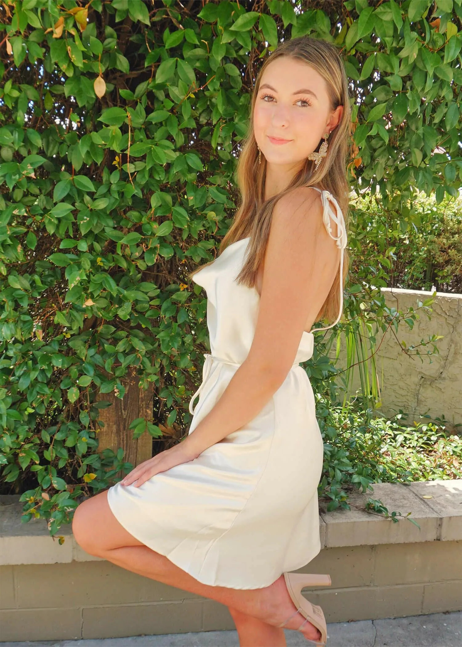 Here For The Elegance Mini Dress - Ecru