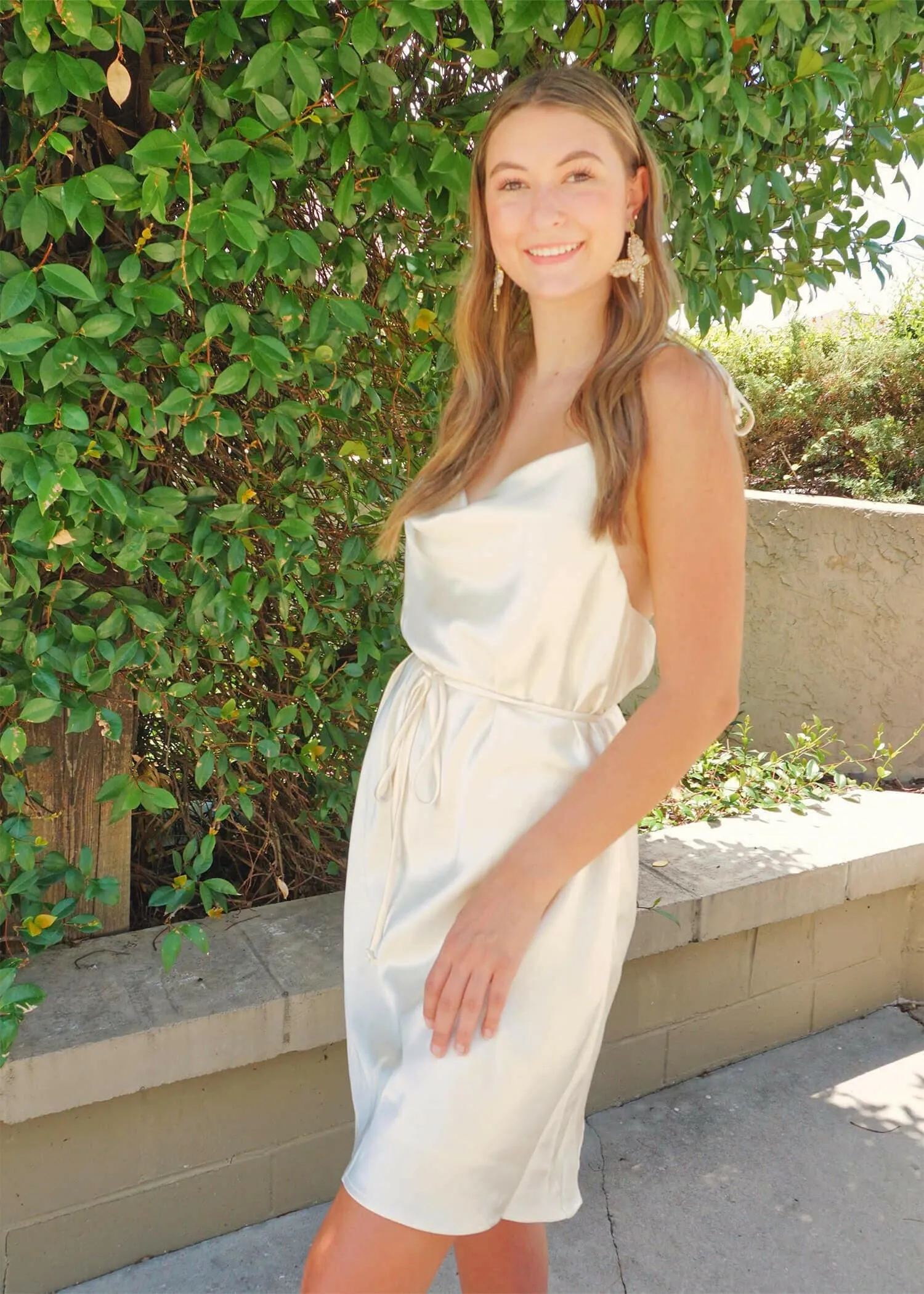 Here For The Elegance Mini Dress - Ecru