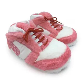 Hosiery | Slippers- Plush High Top Sneakers- Pink and White | Showcase