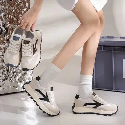 Lace Up Contrast Platform Athletic Shoes