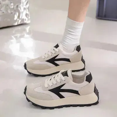 Lace Up Contrast Platform Athletic Shoes