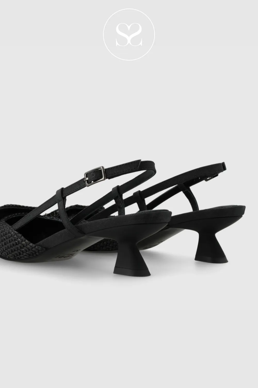 LODI DA5502 BLACK POINTED TOE SLINGBACK LOW HEELS