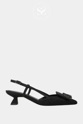 LODI DA5502 BLACK POINTED TOE SLINGBACK LOW HEELS