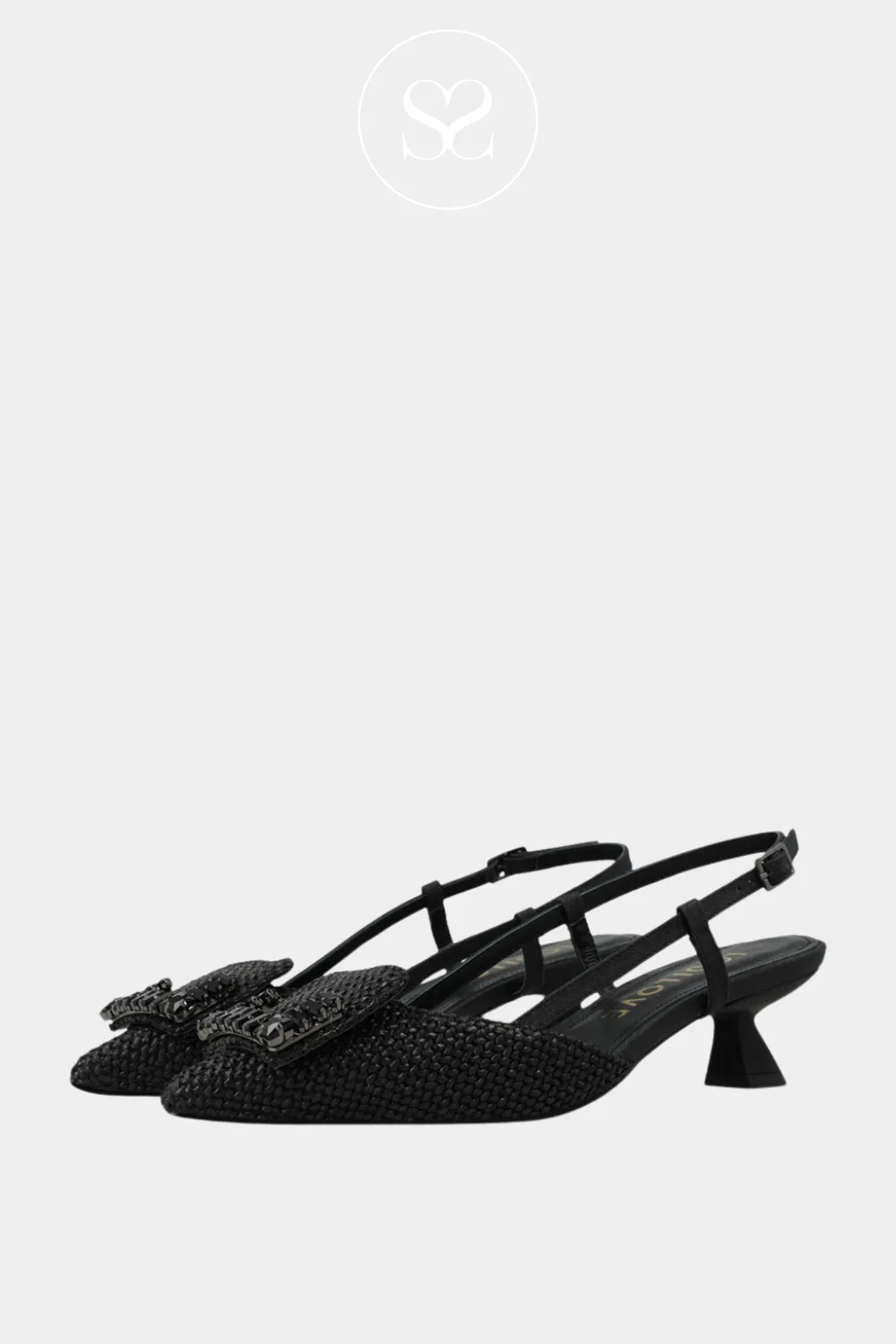 LODI DA5502 BLACK POINTED TOE SLINGBACK LOW HEELS