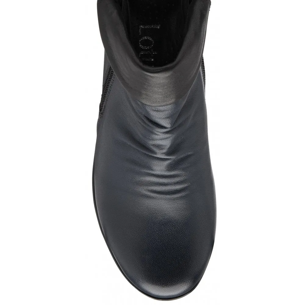 Lotus Ankle Boot in soft leather Cordelia NAVY