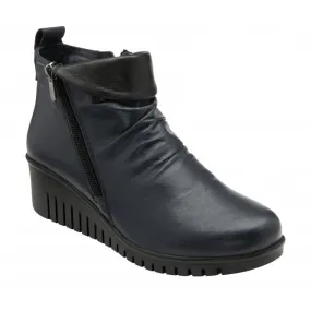 Lotus Ankle Boot in soft leather Cordelia NAVY