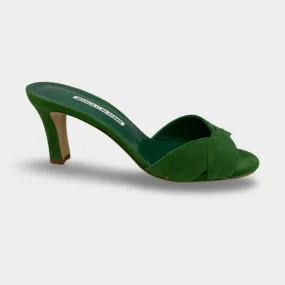 Manolo Blahnik Women's Green suede sandal heels