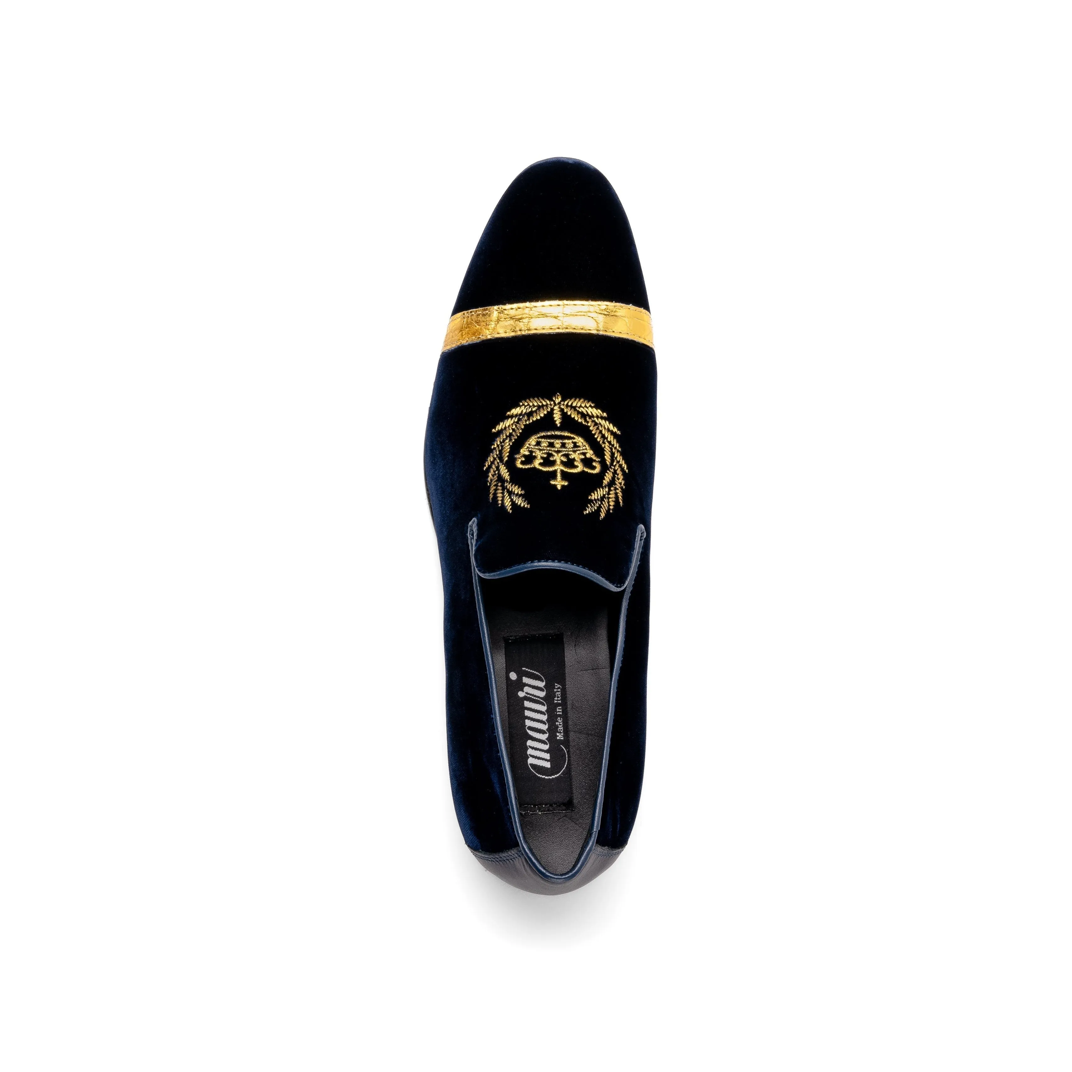 Mauri Crown 3296 Men's Shoes Wonder Blue Alligator / Velvet / Nappa Leather Slip-On Loafers (MA5570)