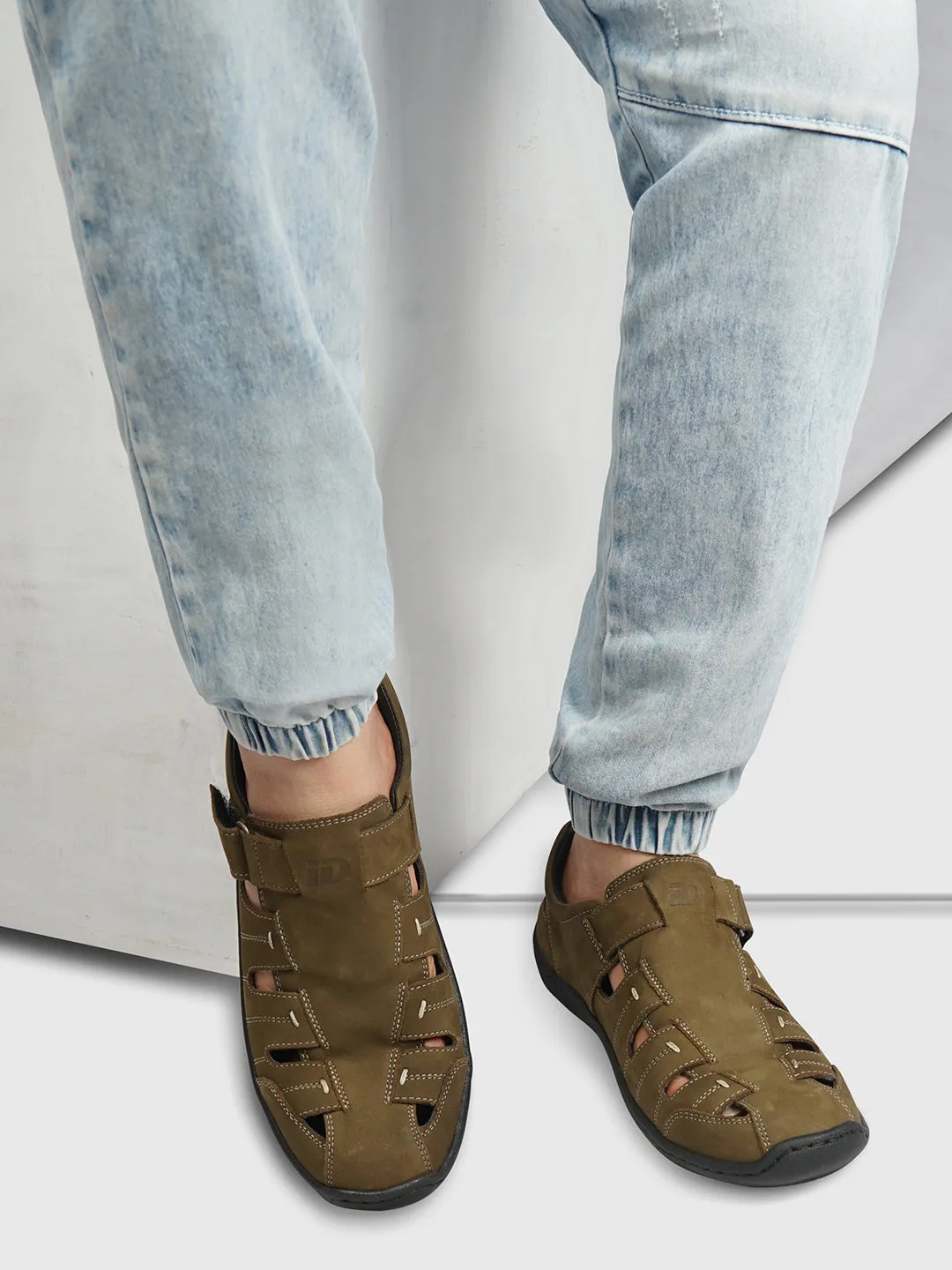 Men's Olive Huarache Sandal (ID4071)