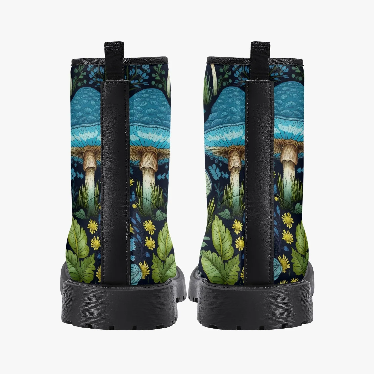 Mushroomcore Toadstool Boots - Green and Blue Mushroom Combat Boots (JPMUSHGB)