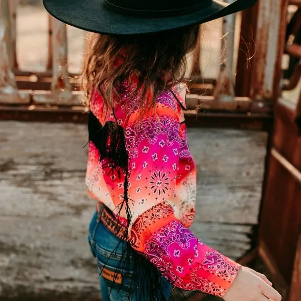 Neon Paisley Fringe Pearl Snap Shirt Toddler (2T-5T)